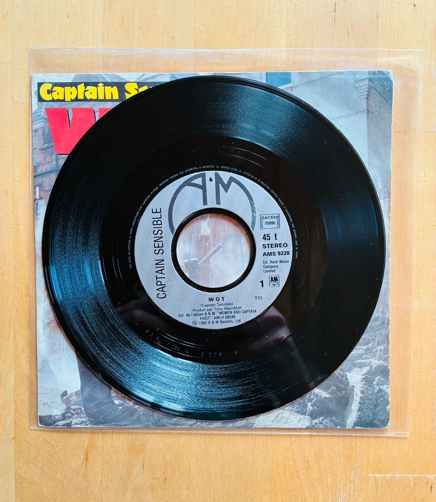 Disco de vinilo 45T Captain Sensible ¡Wot! – photo 2